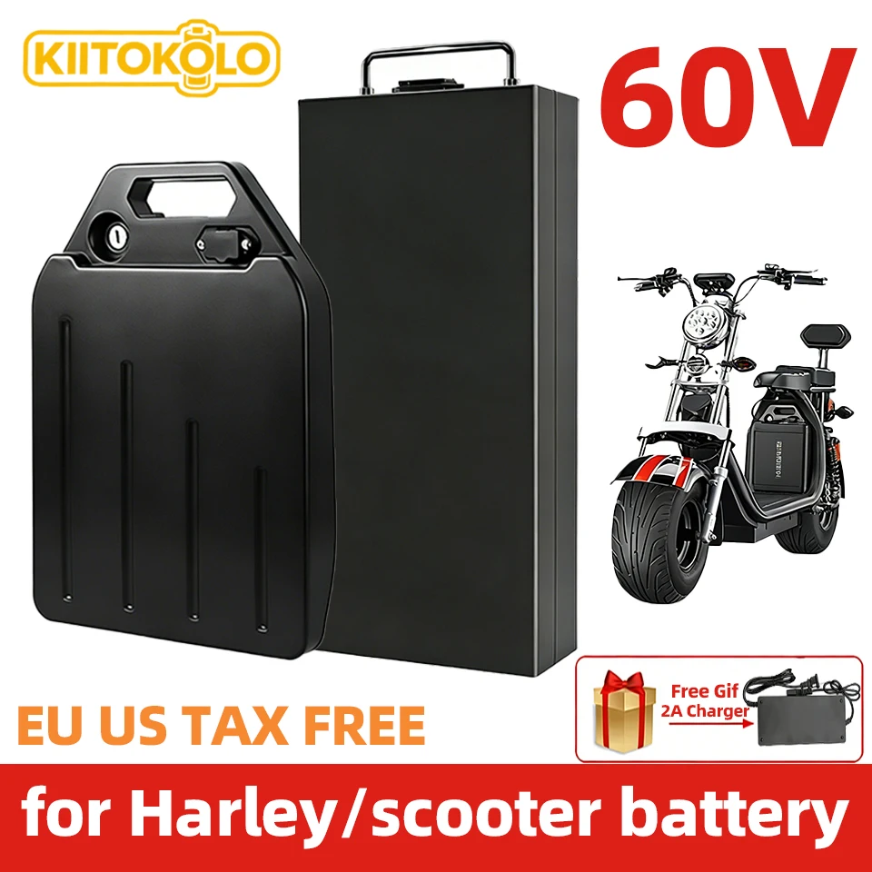 60V 12Ah-21Ah Waterproof Lithium Battery Pack BMS with Charger for Harley Cityc