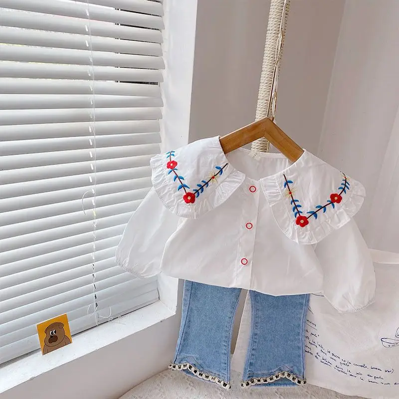 Girls' Shirts Spring and Autumn New Baby Fashionable Pure Cotton Shirts New Korean Children's Top 0-6Y