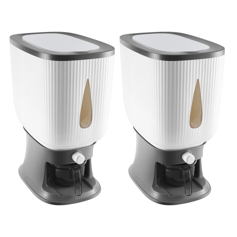 

2X 10Kg Automatic Rice Dispenser With Rinsing Cup Smart Rice Dispenser Rice Storage Rice Bucket Household Rice Box-B