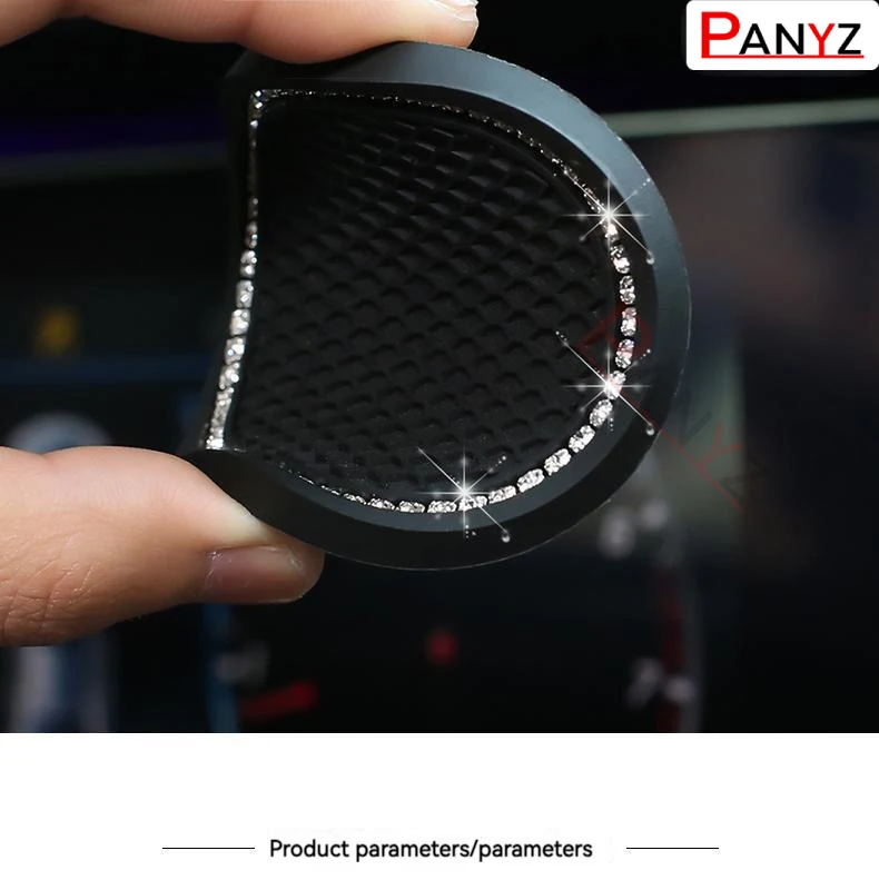 Car Non-slip Water Cup Pad Diamond Rhinestone Bling Decoration Auto Interior Cup Bottle Anti-skid Rubber Mat Car Accessories