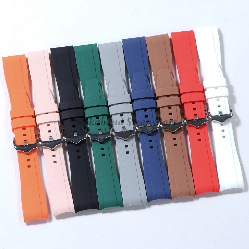 High-Quality Waterproof Curved End Silicone Watch Band - 20mm/22mm Rubber Strap