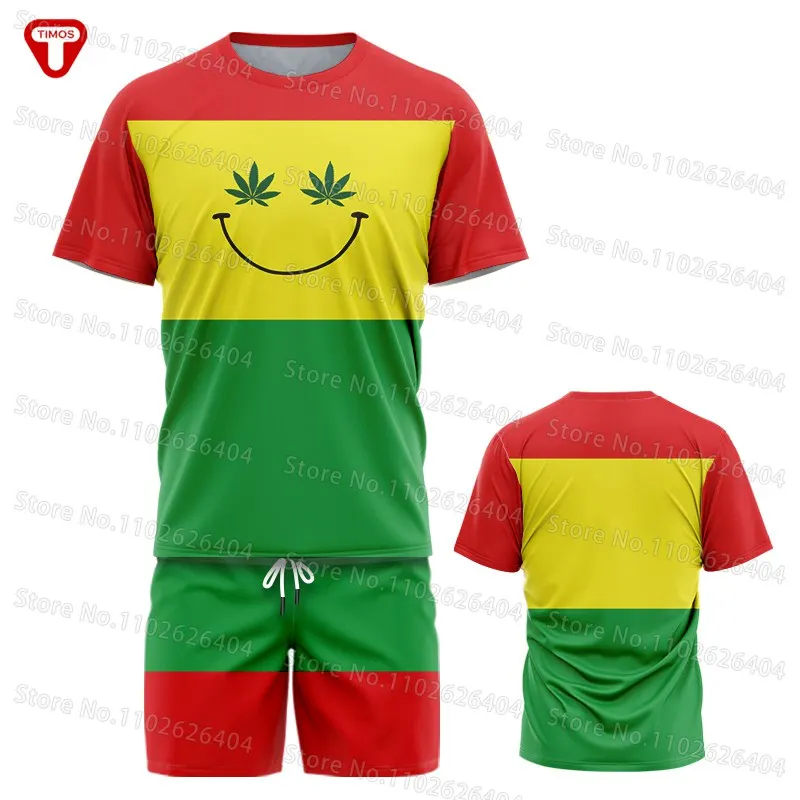 Bob Marley T Shirts Shorts Set Summer Beach Shorts Mesh Quick Drying Reggae Shirt Casual Round Neck Oversized Men's  Short