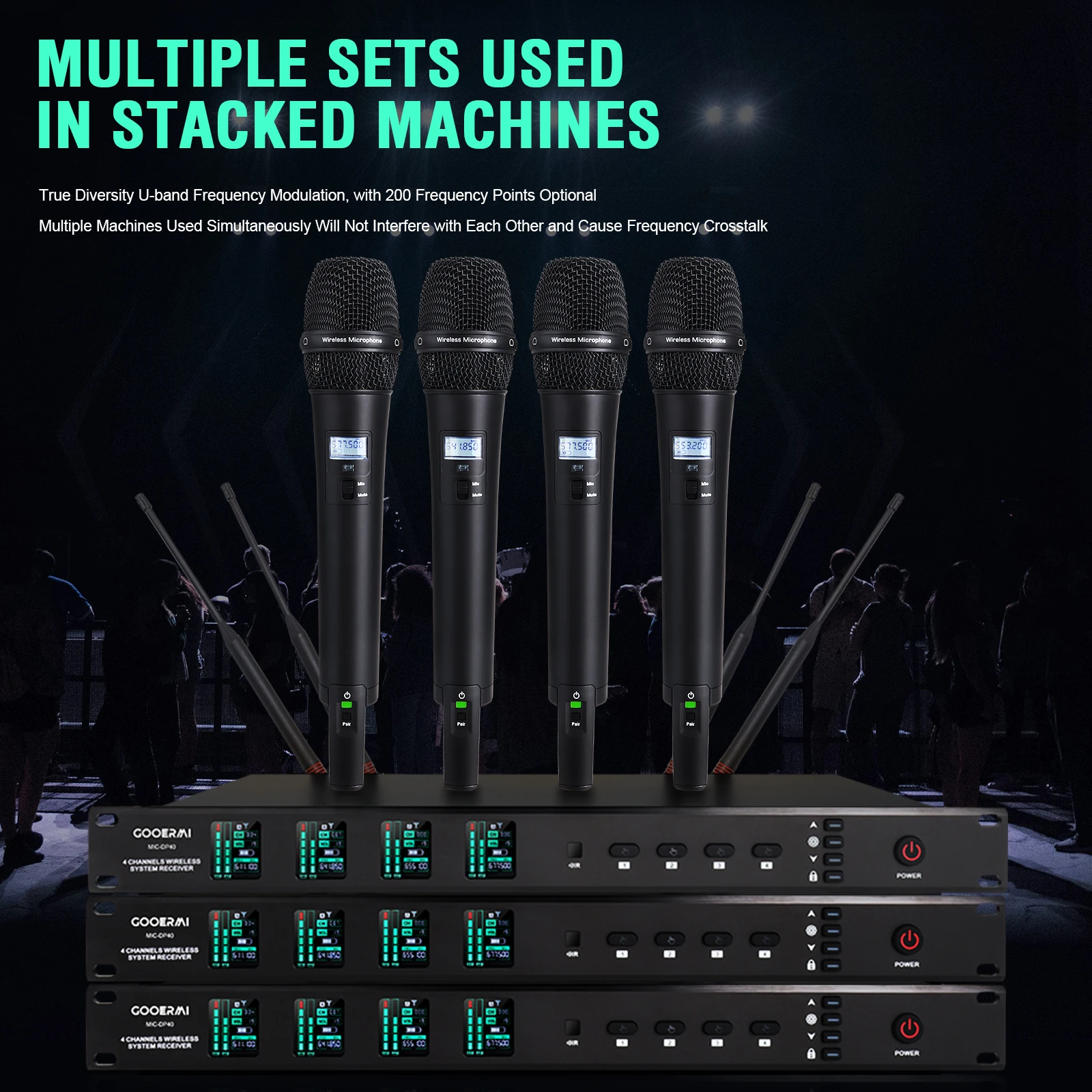 Gooermi DP Series UHF نظام الميكروفون اللاسلكي 2/4...