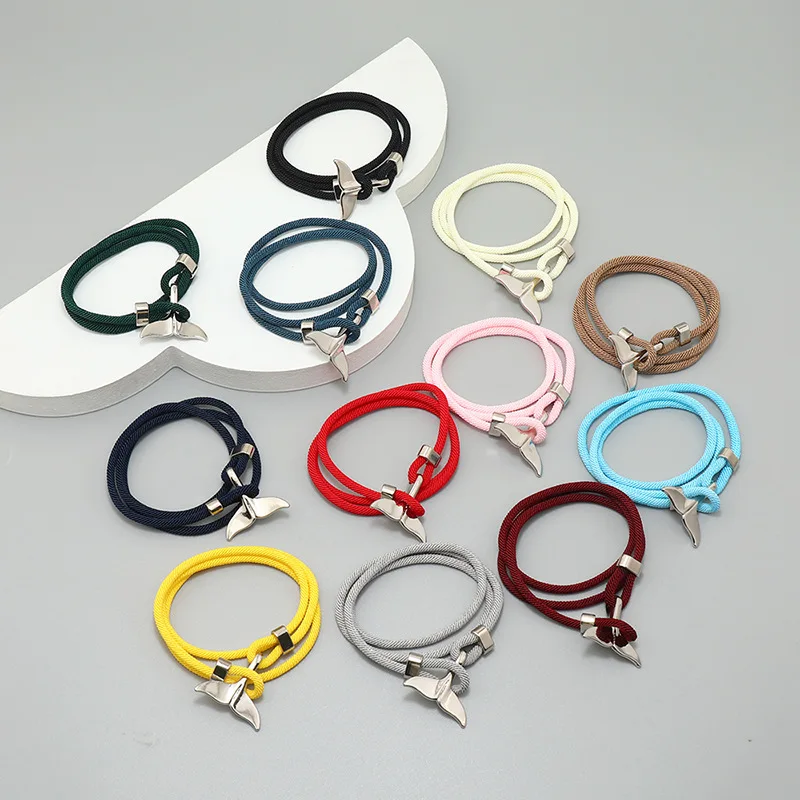 Simple new Milan Line Ocean Wind Whale Tail Bracelet Personality everything with the Year of your life couple woven red bracelet 3