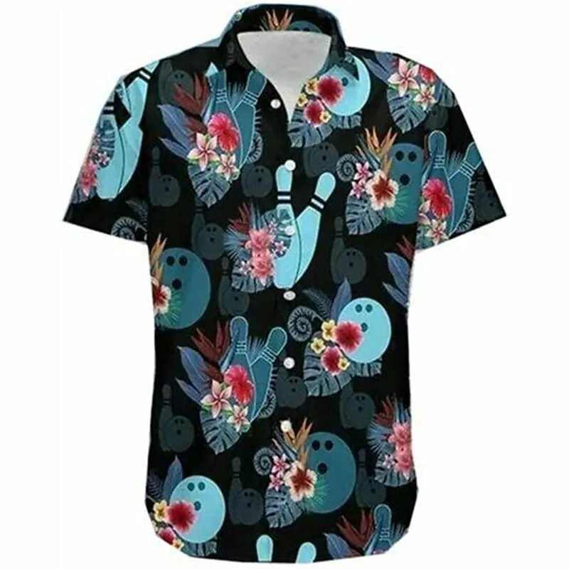 Hawaiian Bowling Men's Shirt Unique Floral 3D Print Summer Lapels Short Sleeves Oversized Unisex Fashion Sweatshirt Streetwear 3