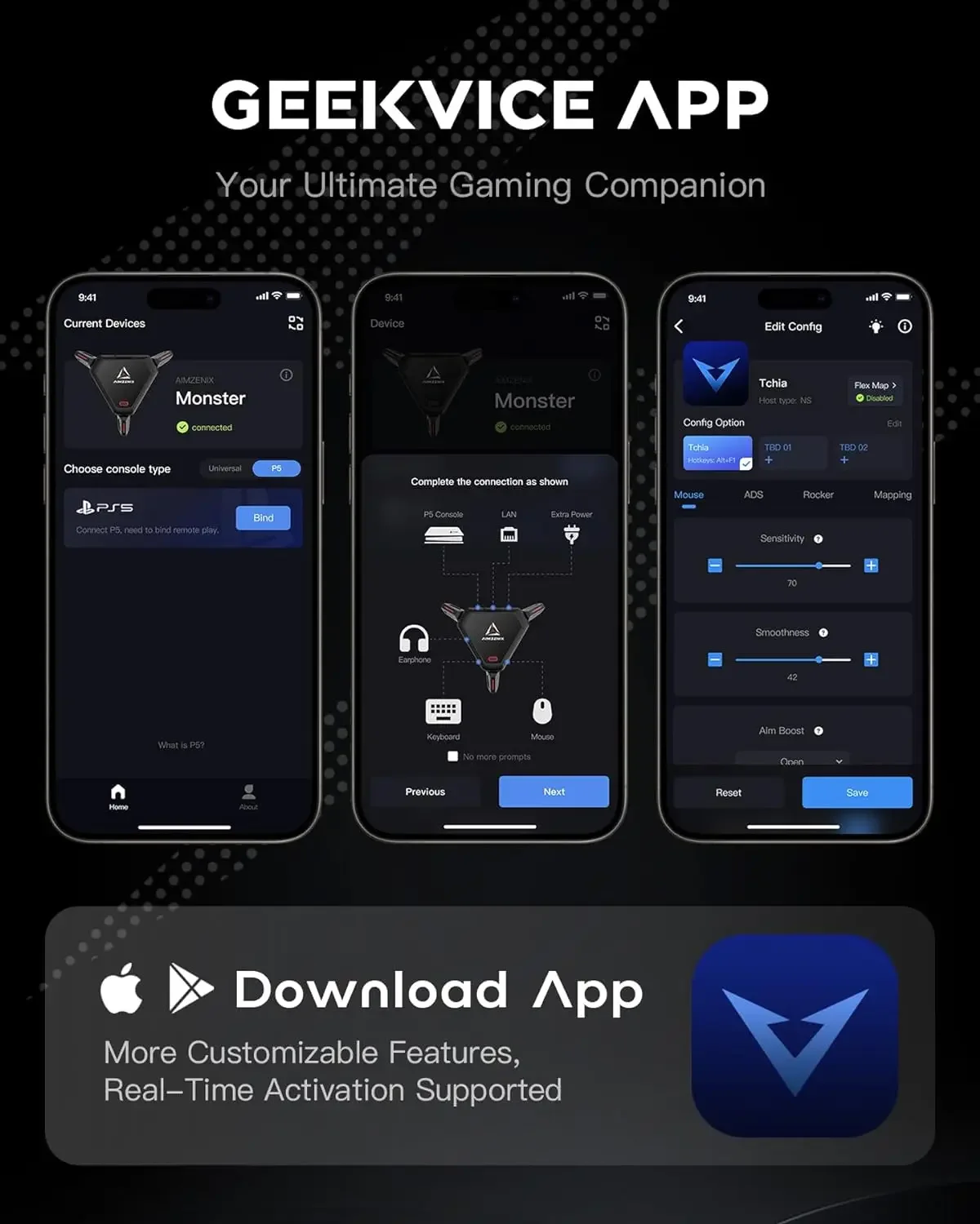 AIMZENIX AX600 MONSTER K&M Game Adapter for PS5, PS4, PC, Xbox