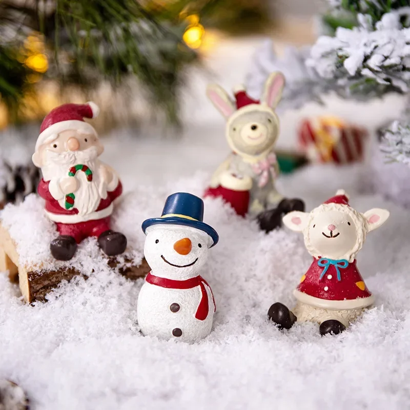 Christmas Animal Santa Claus Resin Crafts, Fairy Garden Miniatures, Zakka Ornaments, Decorations, Gift, Home Decor Accessories