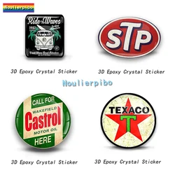 3D Three-dimensional Personality Epoxy Dome Car Sticker Oil STP Rusty Texaco PVC Car Motorcycle Racing Decorative Vinyl Decal