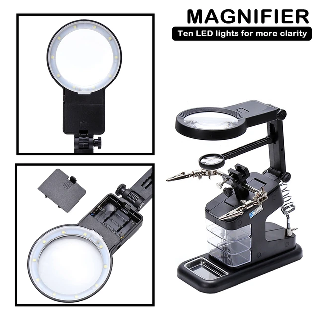 Helping Hand Magnifying Glass  Table Magnifying Glass Light - Magnifying  Glass Led - Aliexpress