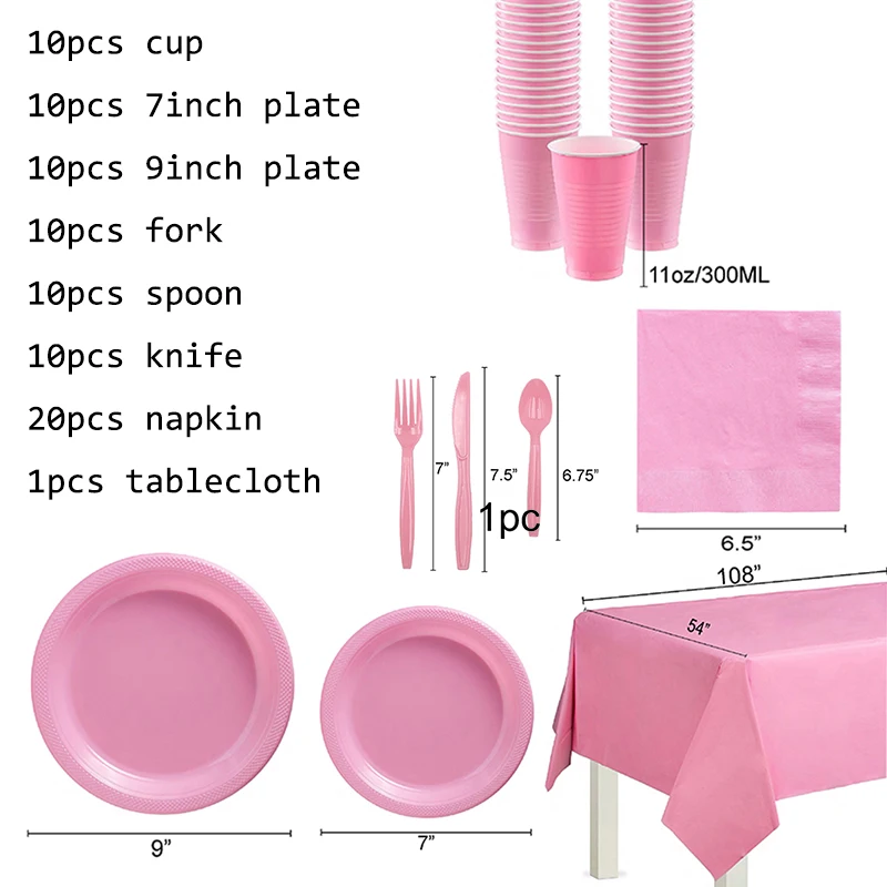 Red Wedding Party Supplies Disposable Tableware Set Yellow Purple Pink Blue Cups And Plates Paper Towels Tablecloth Baby Shower