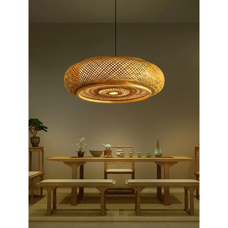 

Creative New Chinese Chandelier Network Red Homestay Zen Tea Room Bamboo Weaving Personalized Art Japanese Antique