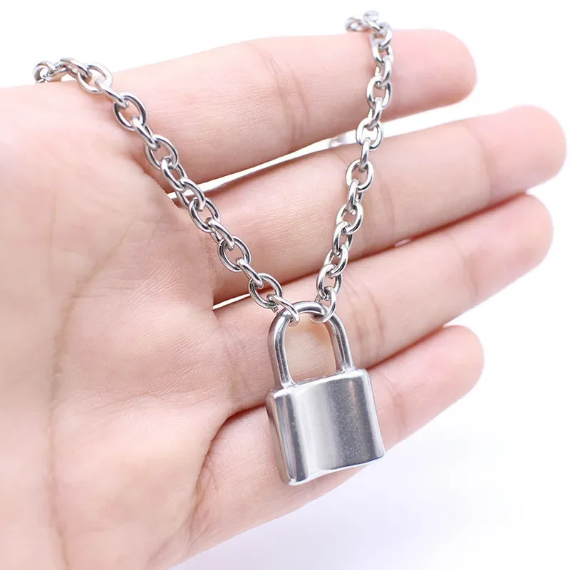 Punk Chain With Lock Necklace For Women Men Padlock Pendant