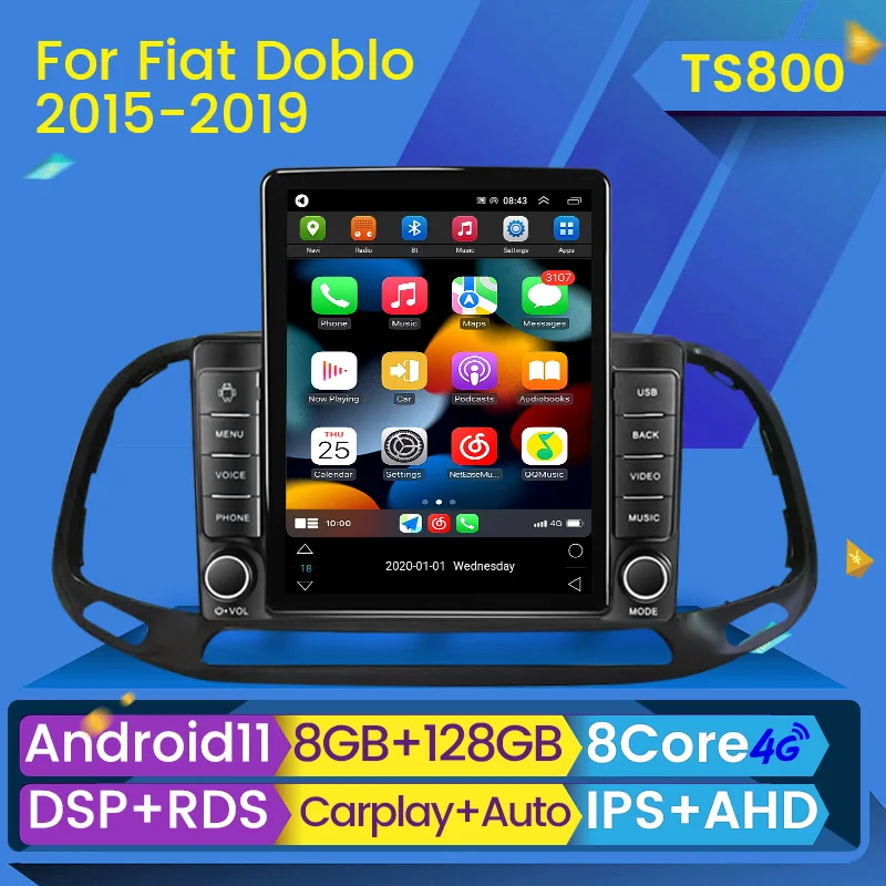 Inefala 2+64G Android 15 CarPlay Radio Pour Fiat Doblo 2010-2015/Opel Combo 2011-2018, Écran Tactile De 9 '' Avec CarPlay Et Android Auto, Prise En Charge Navigation GPS Lien Miroir RDS AHD Wi-FI