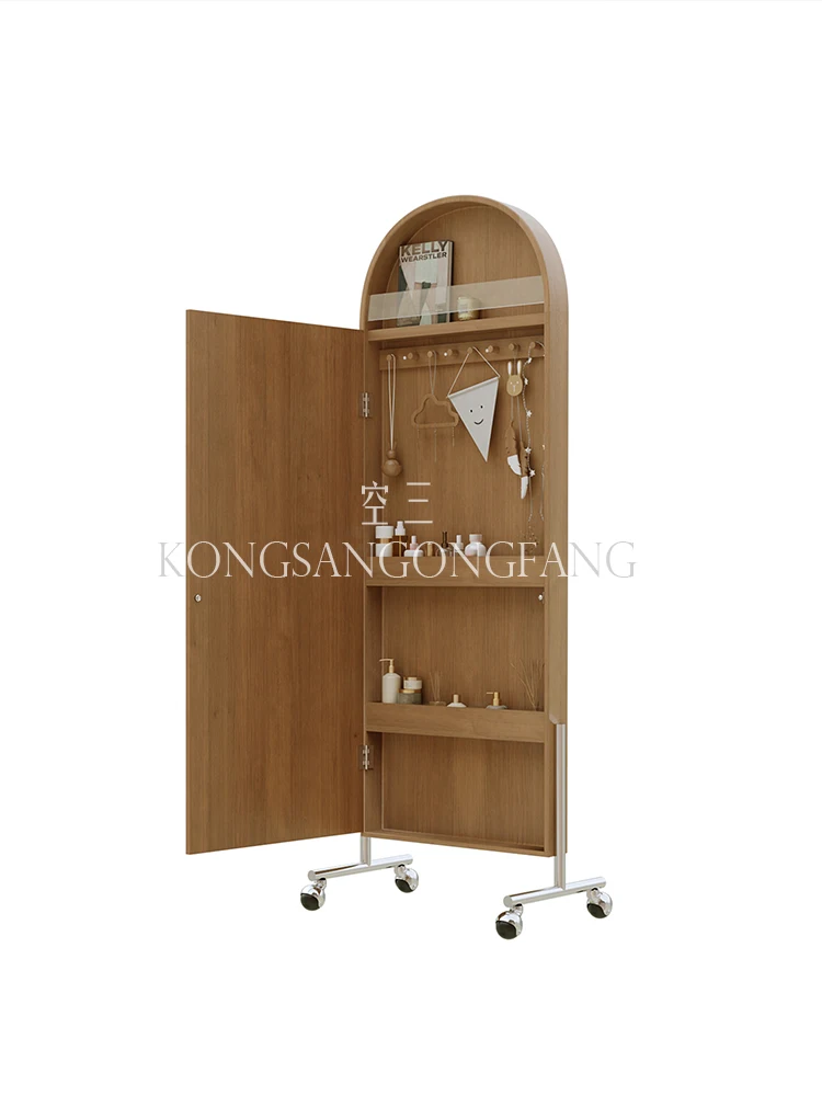 

Wyj Multi-Functional Solid Wood Mirror Cabinet Light Luxury Creative Storage Cabinet