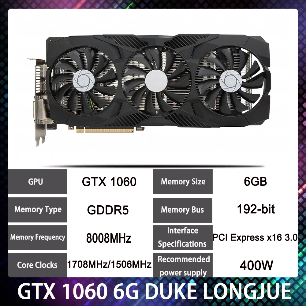 For Msi GTX 1060 6GB GTX1060 6G DUKE LONGJUE Graphics Card PC Video Card Discrete Graphics Card High Quality Fast Ship