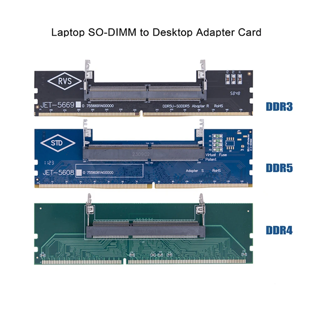 

DDR3 DDR4 DDR5 Laptop to Desktop Memory Adapter Card Memory RAM Connector Adapter DIMM Card SO-DIMM To PC Computer Converters