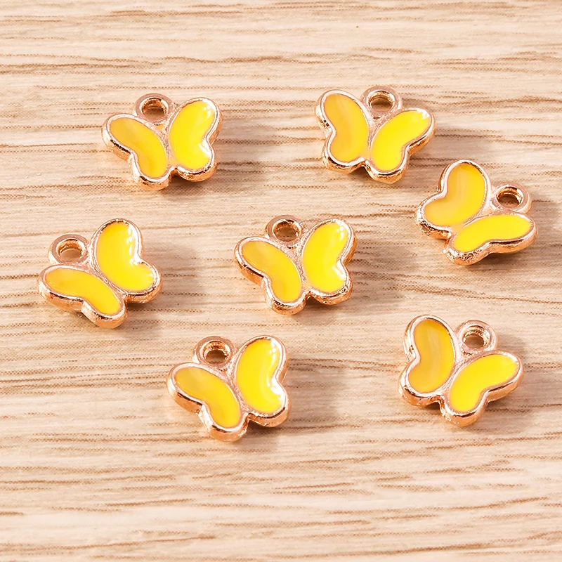 30 Stück 8x8mm Niedliche Kleine Emaille-Schmetterling-Anhänger für Schmuckherstellung DIY Ohrringe Halsketten Armbänder Handgemachtes Kunsthandwerk Geschenk – Detail 5