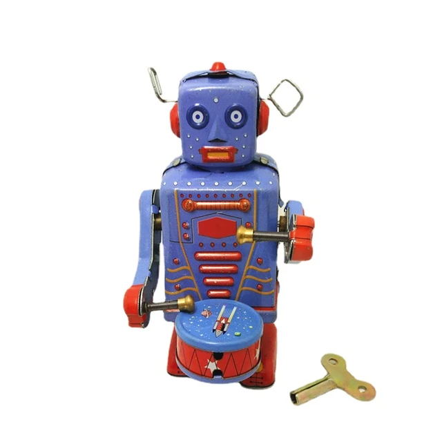 New Retro Clockwork Wind Up Metal Walking Robot Toy Vintage Collectible Kids Gift 3