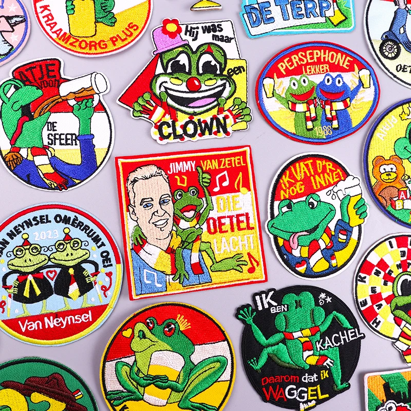 

Netherland Oeteldonk Emblem Embroidery Patch Frog Carnival For Netherland Embroidered Patches Iron On Patches For Clothing DIY
