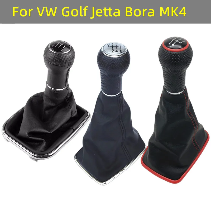 5/6 Speed Gear Shift Knob Lever Shifter Gaitor Boot PU Leather For Volkswagen 2003-2008 Golf 4 IV MK4 GTI R32 VW Bora Jetta MT