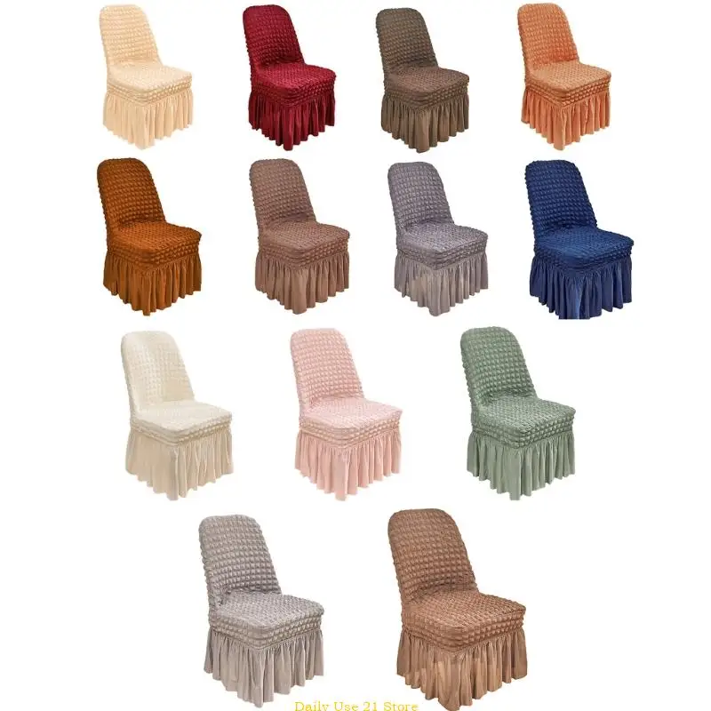 

Large Chair Covers for Dining Room, Bubble Gauze Slipcover for High Back Dining Chair, Soft Stretch Washable Removable