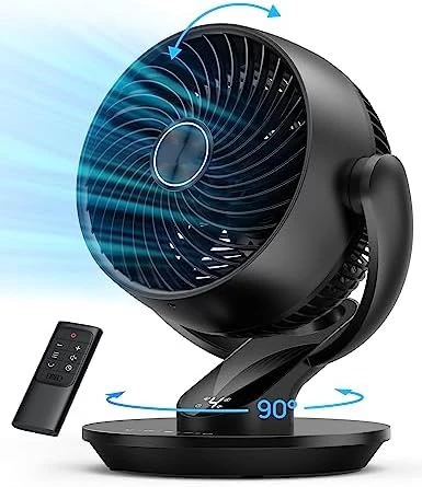 

Table Fans for Home Bedroom, 9 Inch Quiet Oscillating Floor Fan with Remote, Air Circulator Fan for Whole Room, 70ft Powerful Ai