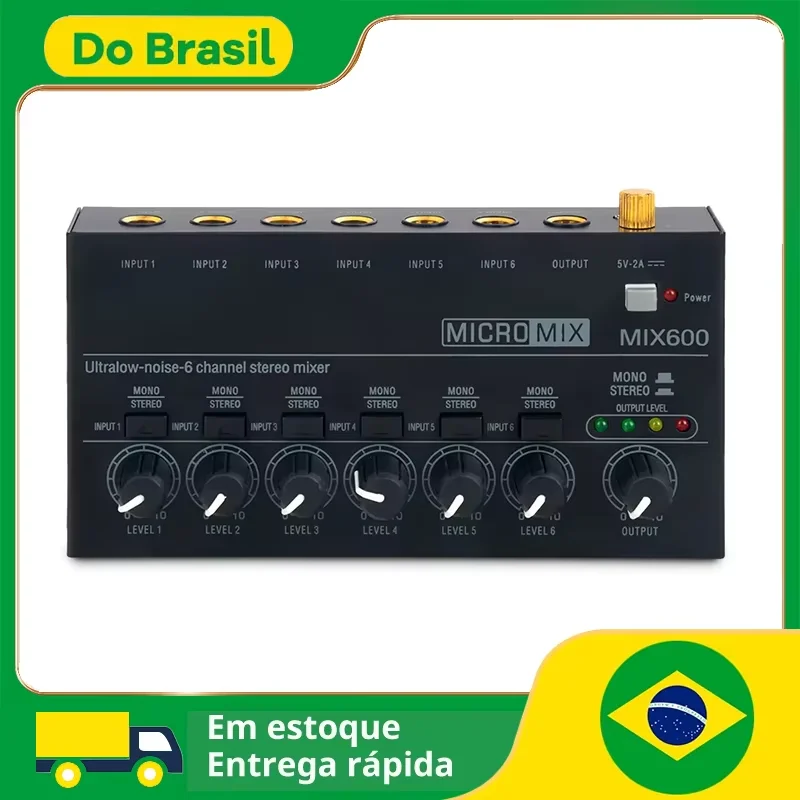 MIX600 Sound Mixer Stereo Audio Mixer Ultra Low Noise Line Mini Sound Mixer 6 Channel Ultra-compact Low-noise Stereo 1