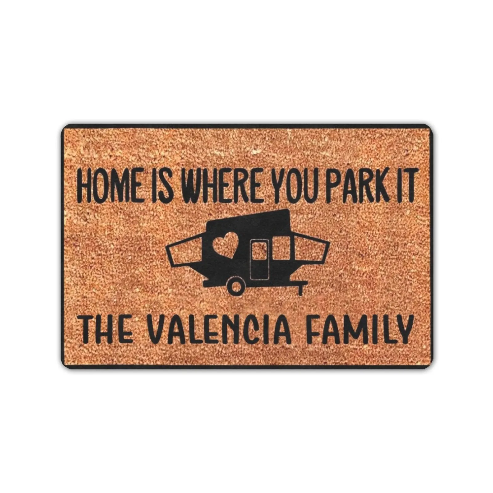 

HOME IS WHERE YOU PARK IT Doormat Rubber Entrance Floor Mat Porch Decor Shoe Gift Front Outdoor CUSTOM FAMILY NAME Door Mat