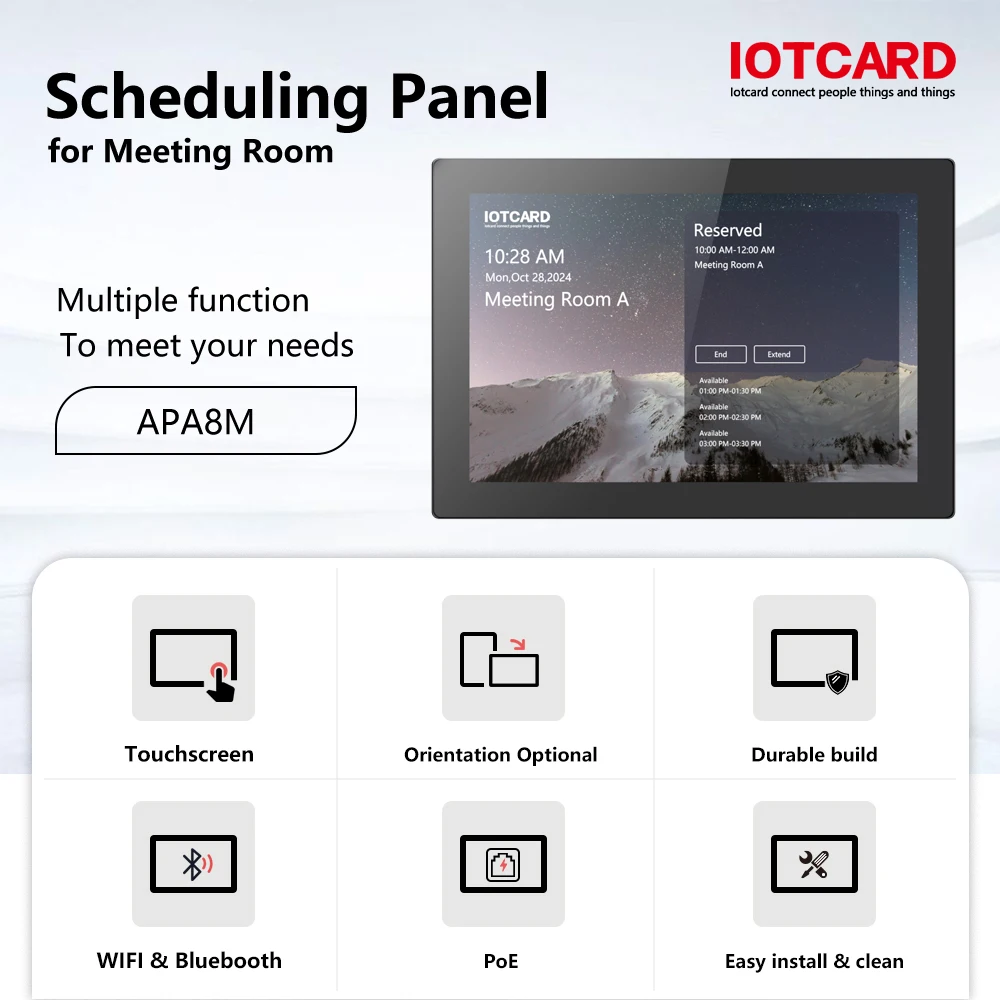 8 Inch Meeting Scheduling Panel Office Scheduler Tap Confrence Schedular Pad Booking System Meeting Room Tablet Door Screen