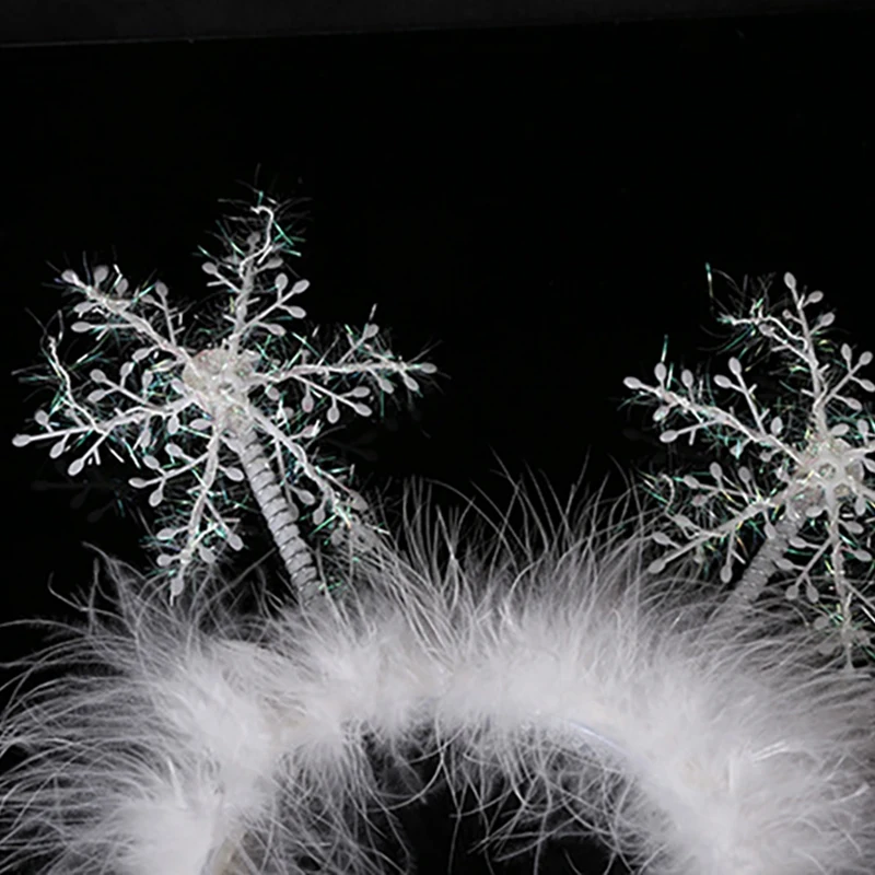 6 Pcs Christmas Ornaments Christmas Headdress Snowflake Headband Party Supplies For Children White