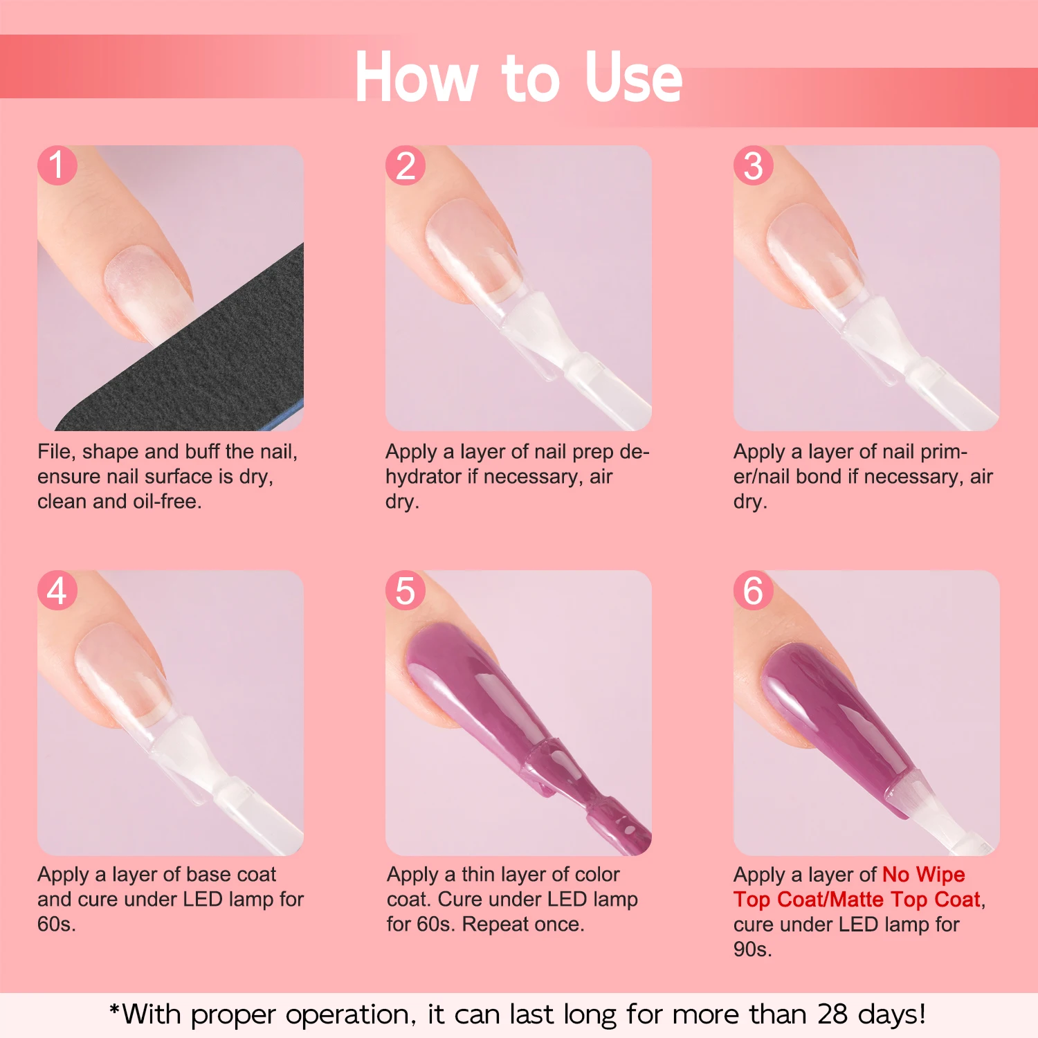 2pcs 15ml No Wipe Glossy and Matte Top Coat Soak Off Nail Gel Varnish for Starter Home Salon Nail Art Design Manicure Pedicure 6