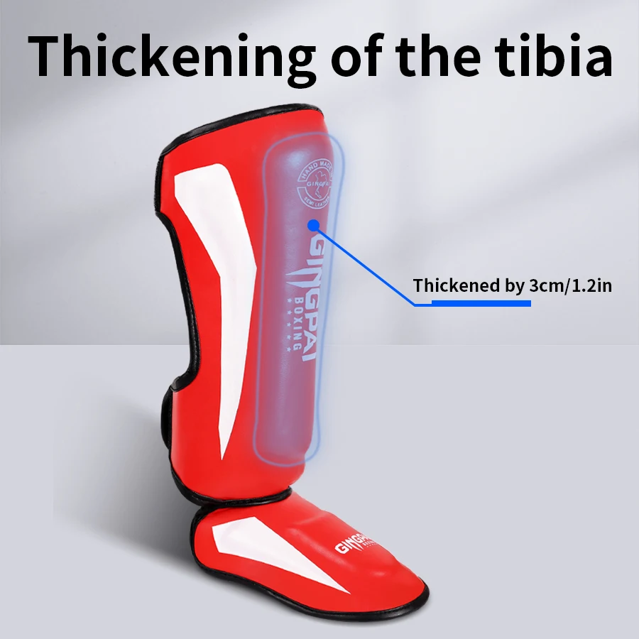 Boxing Sanda Leg Protector with Thick Foot Back Adult Muay Thai shin Protector Professional Children's Leg Tibial Fighting