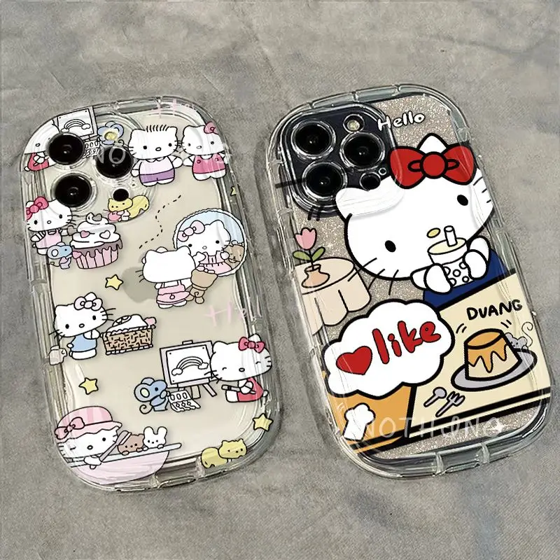 

Kawaii Sanrio Cute Cartoon Phone Case Cute Hello Kitty Transparent Anime Apple 11 12 13 14 15 Cartoon Phone Case Creative Gift