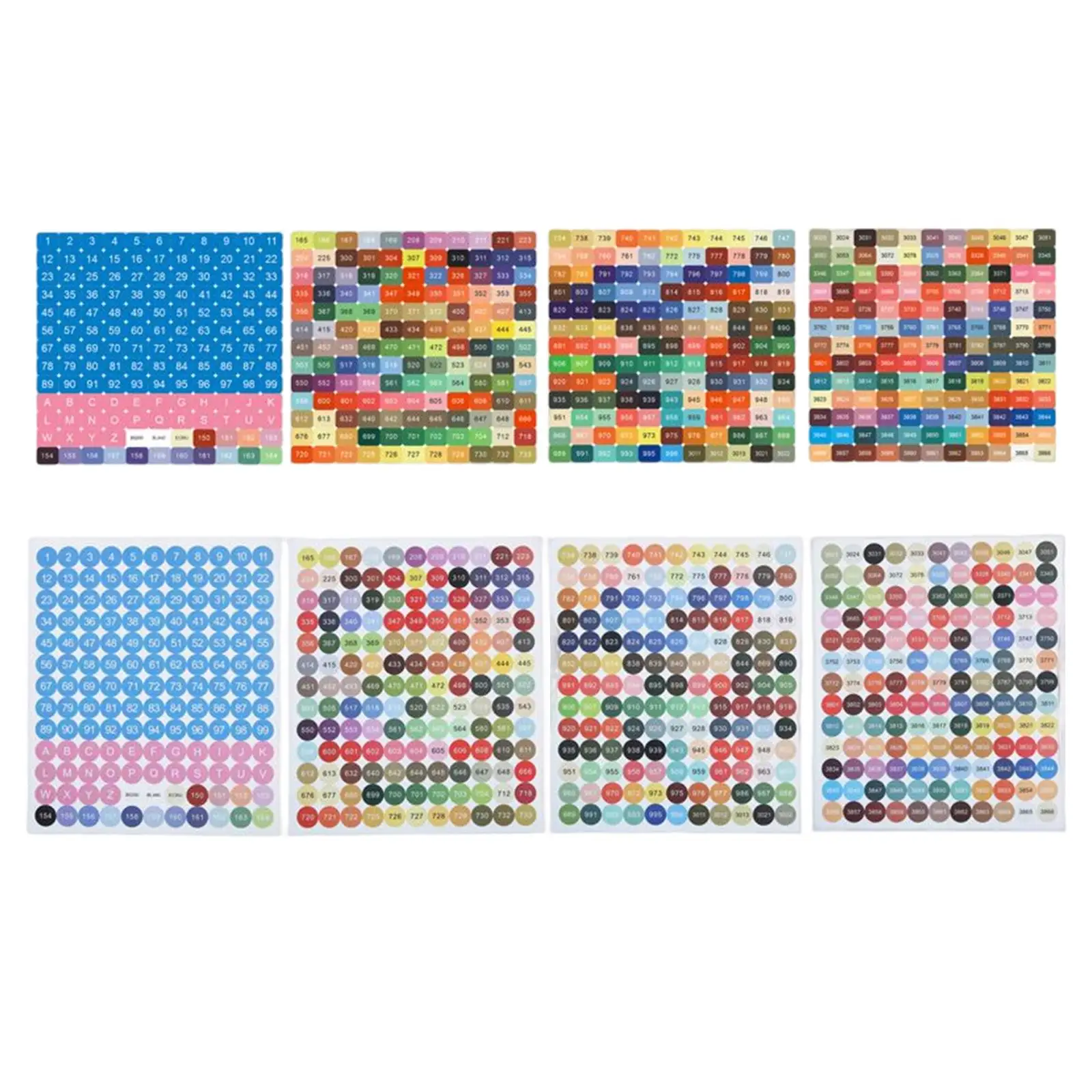 447 DMC Color Number Label Stickers Storage Grid Embroidery Cross Stitch