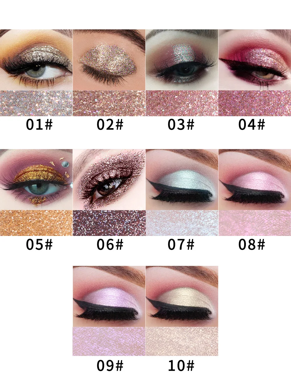 Description Picture 6 of itemMiss Rose Beauty Natural Nude Long-Lasting Diamond Sequins Eyeshadow Makeup Waterproof Shimmer Metallic Glitter Satin Eye Shadow