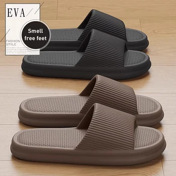 Summer Lovely Solid Color Home Slippers For Women Men Non-slip EVA Bathroom Slides Females Concise Light Sandals Couples Shoes 1