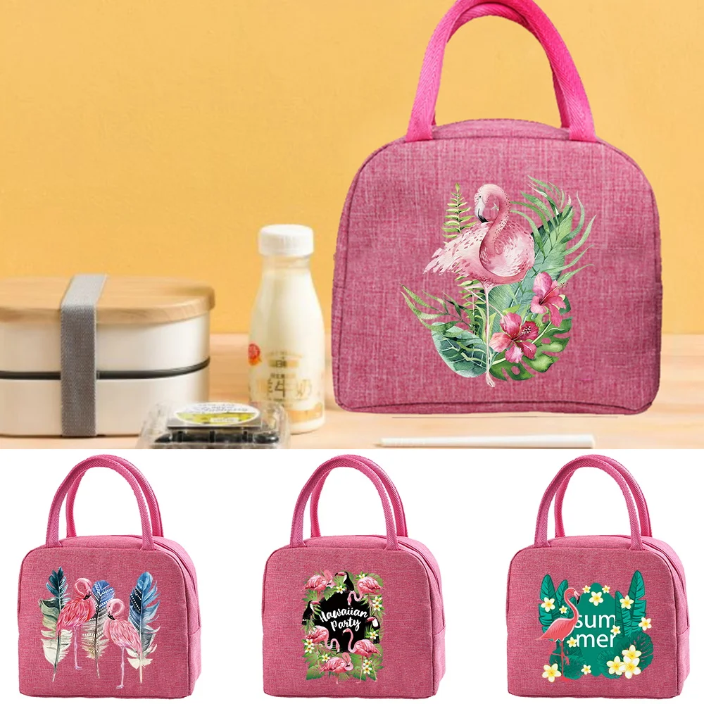 

Women Portable Lunch Bag Dinner Container Food Storage Bags Flamingo Print Thermal Insulated Lunch Box Tote Handbag Bento Pouch
