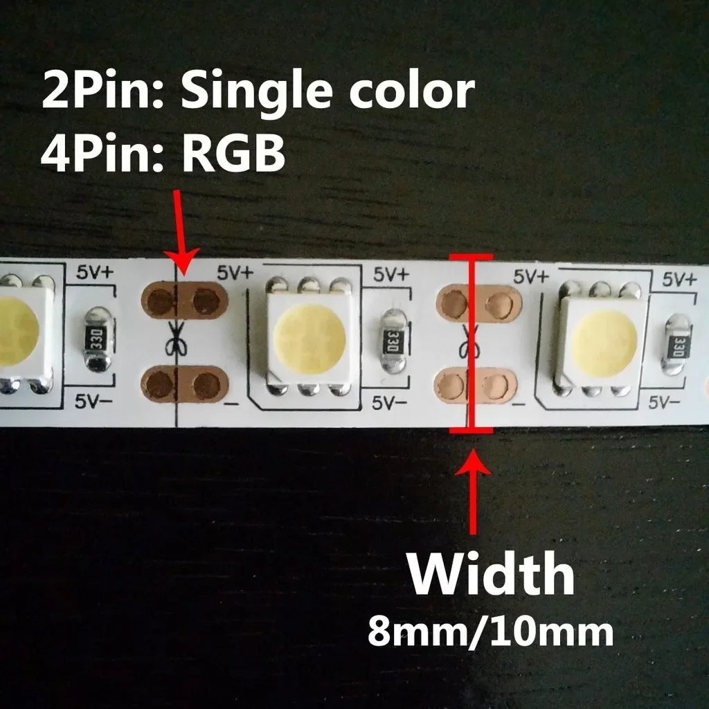 5PCS Strip Connector 5Pin 4Pin 3Pin 2Pin 8/10mm LED Strip Connector L/T Shape Free Welding for 5050 2835 LED Strip Light