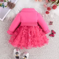 Dress For Kids 3-24 Months Long Sleeve Cute Butterfly Embroidery Mesh with Belt Princess Button Dresses For Newborn Baby Girl 2