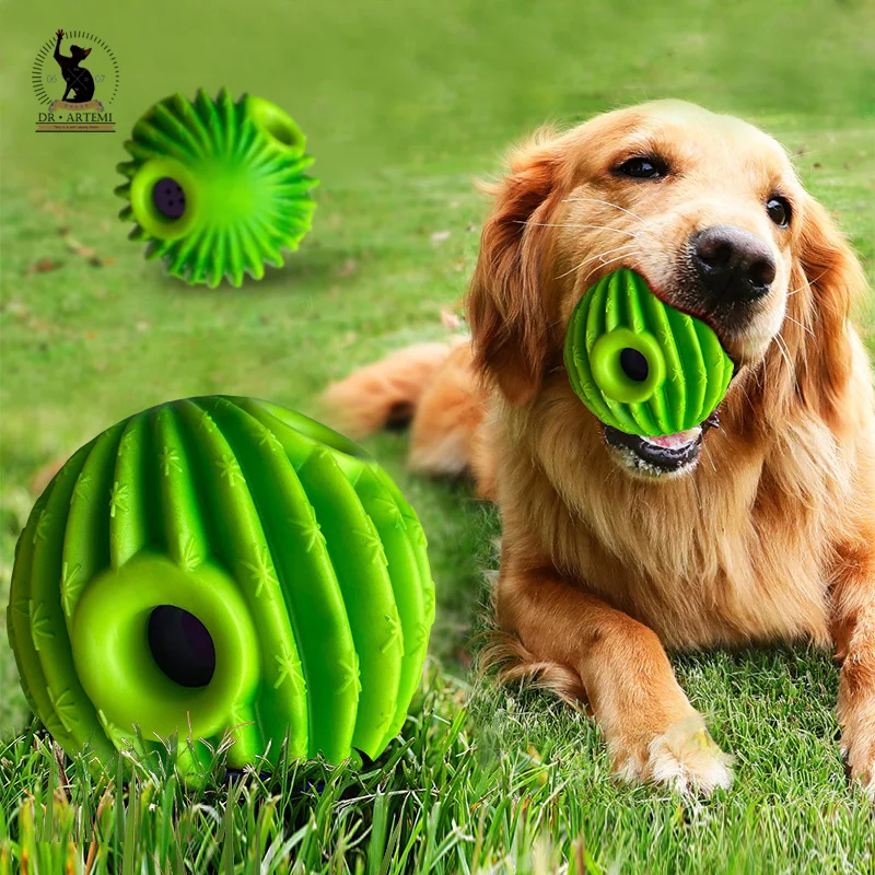 

Игрушки для домашних животных, собак, щенков, со звуком, мяч для чистки зубов в горошек, ТПР тренировочная игрушка для жевания зубов домашних животных