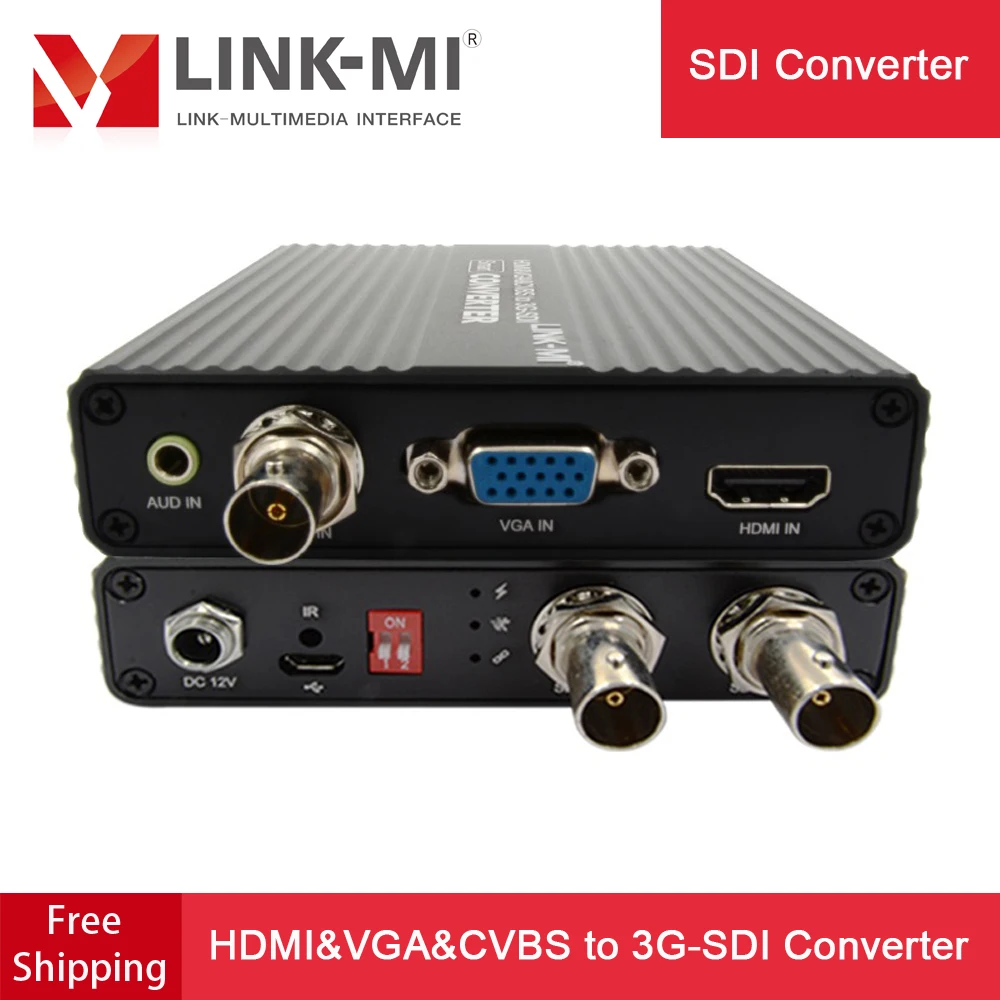 LINK-MI HDMI VGA и CVBS к SD/HD/3G-SDI преобразователь 1x2 разветвитель Многофункциональный 1080P BNC