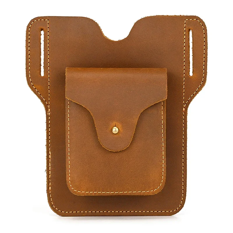 Genuine Leather Men's Waist Bag Phone Pouch