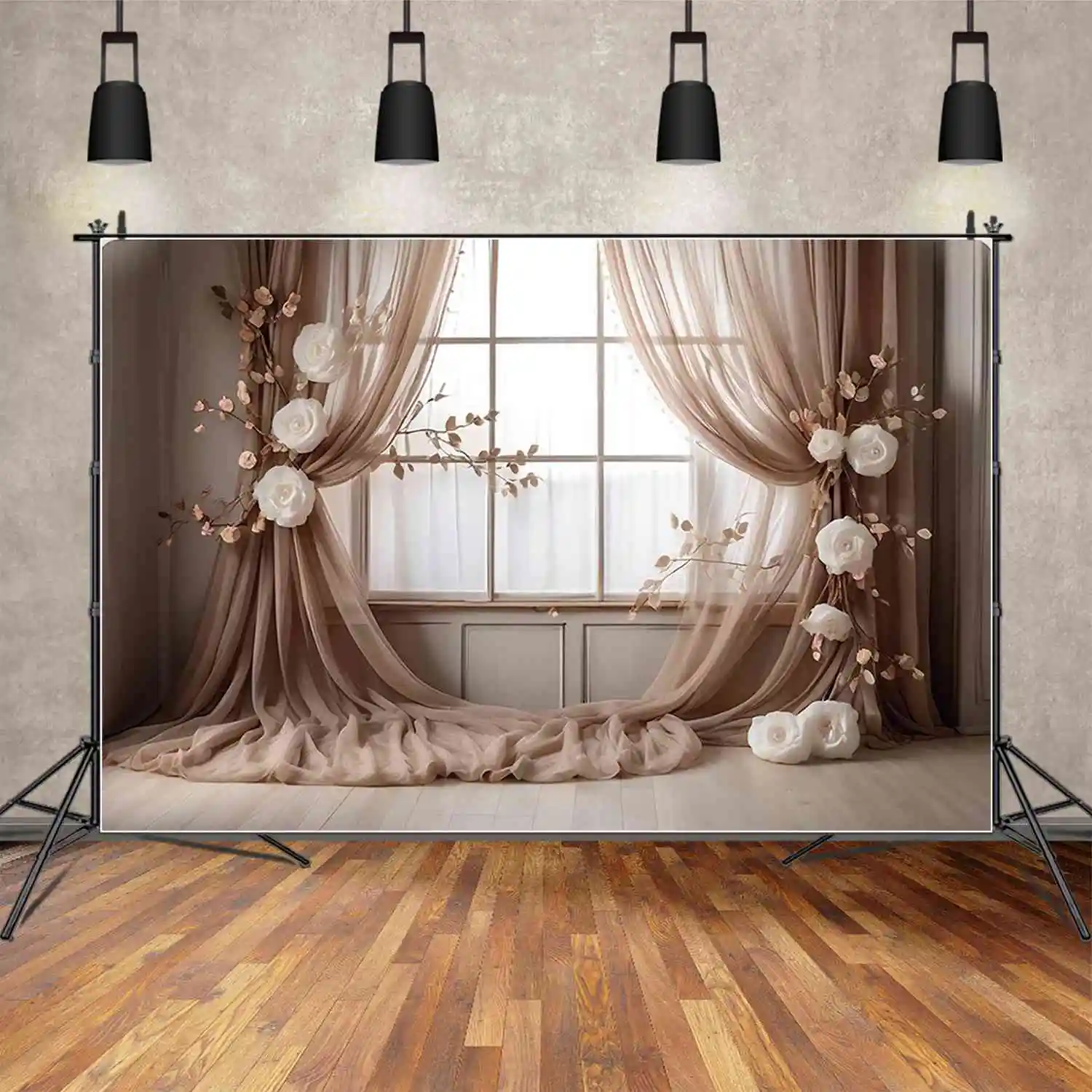 

Фотофон MOON.QG с изображением деревянного окна для дня рождения