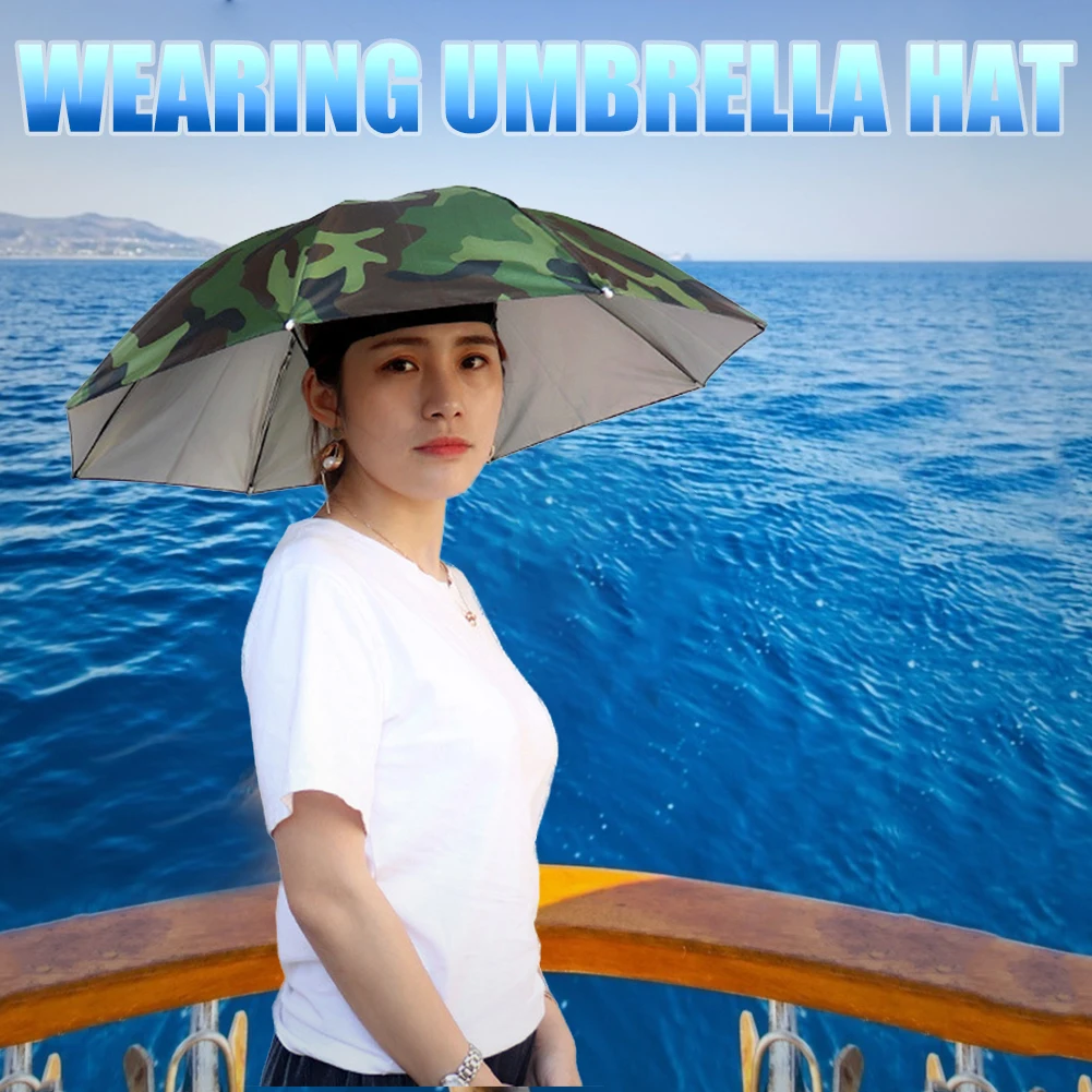 접이식 우산 모자, 야외 낚시 모자, 햇빛 가리개 모자, 비 방지 머리 장착, 하이킹 캠핑 그늘 우산 모자