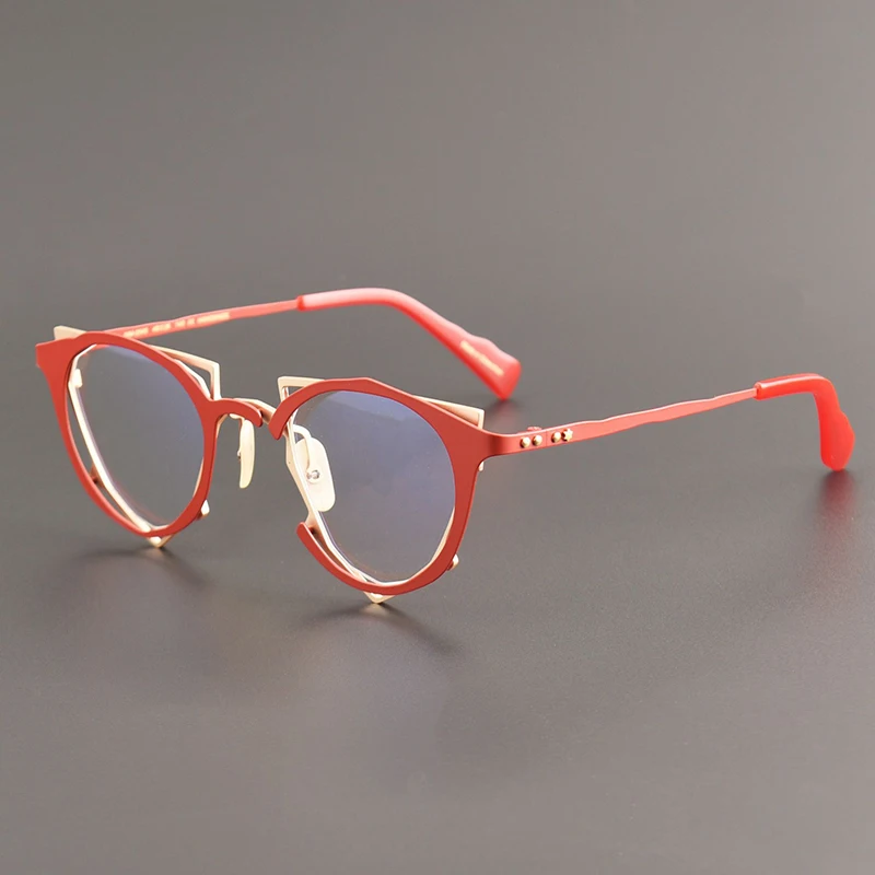 

Double-deck glasses frame pure titanium triangle glasses men optical eyeglasses women Myopia reading round personalized eyewear