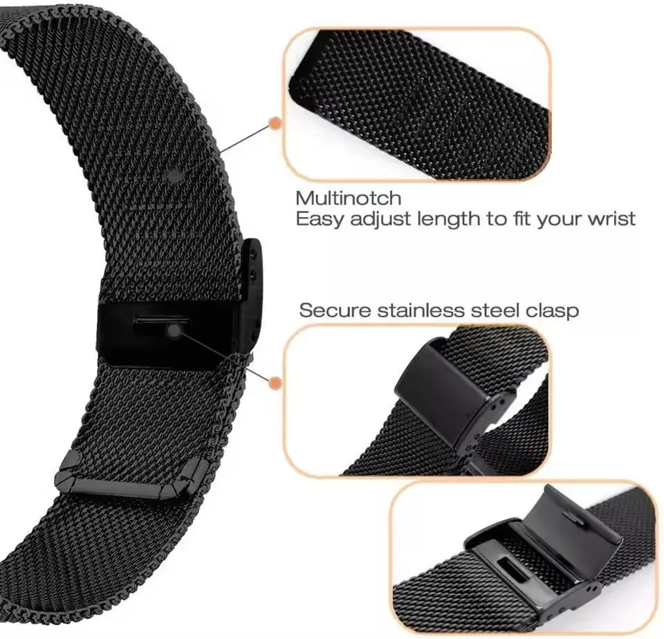 Elegant 18mm Milanese Metal Strap Wristband in Silver