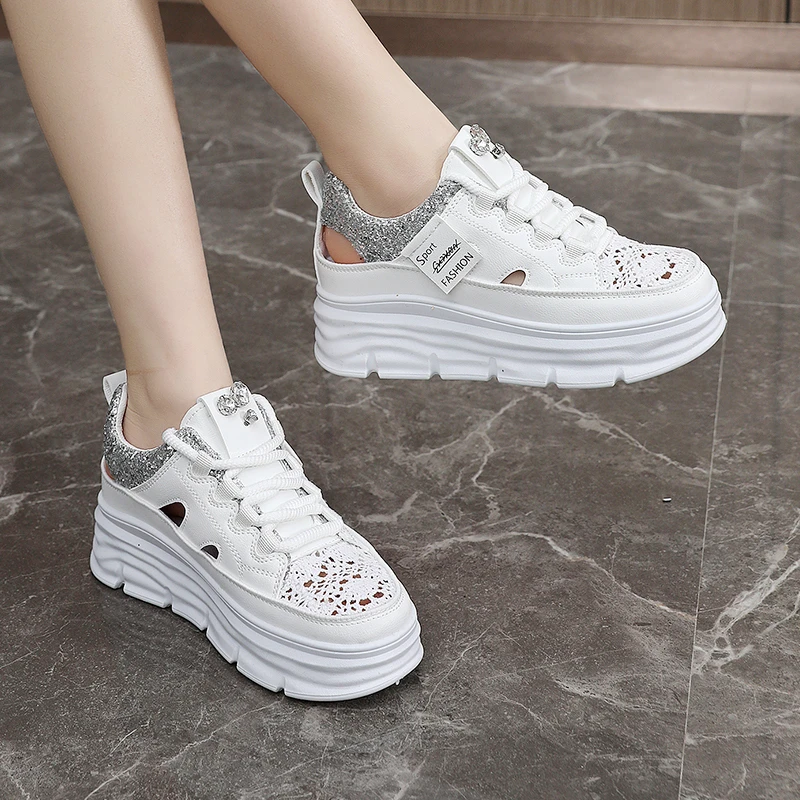 Women Casual Shoes Chunky Sneakers Platform Wedge Hidden Heel Women Leisure Shoes Summer Sneaker Women