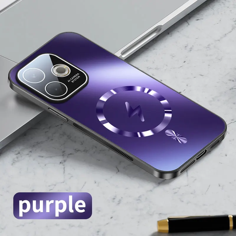 Magnetic Case with Camera Lens Protection & Magsafe Wireless Charging - Matte Frosted Back Cover