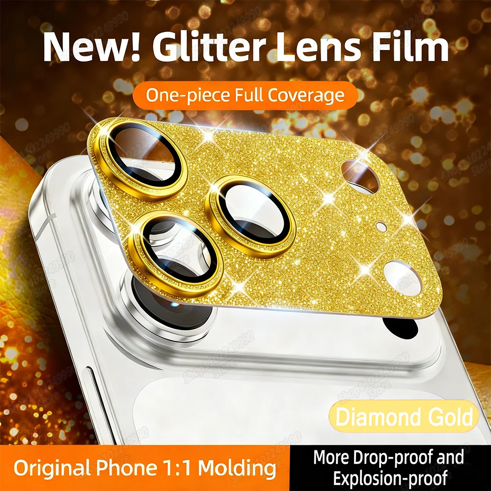 Glamorous Glitter Diamond Metal Camera Lens Protection Glass