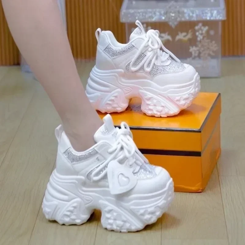 10.5CM Women Casual Platform Sneakers High Heels New Spring Sports Vulcanized Shoes Bling Trainers Chunky Sneakers Zapatos Mujer 6